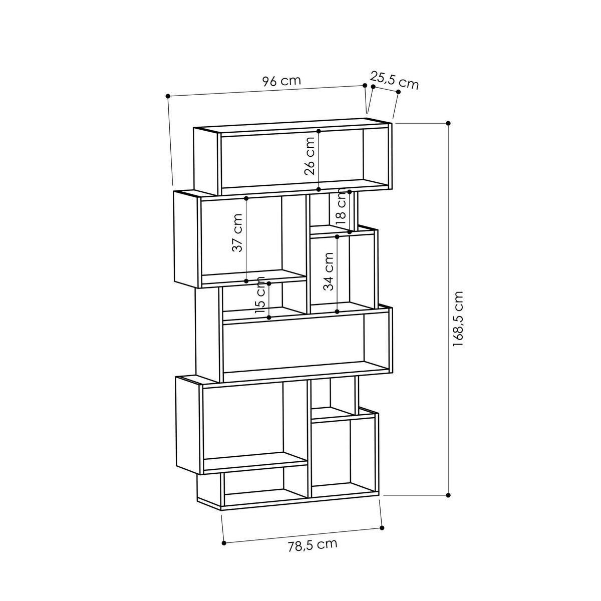 BÜCHERREGAL mit Fächern 96/25/168 cm - Eichefarben, Holzwerkstoff (25.5/168.5/96cm) - Calicosy