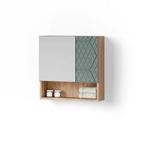 BADSPIEGELSCHRANK Ronco Grün/Goldkraft Eiche 54 x 55 cm - Honigeiche/Grün, Holzwerkstoff (54/55/17cm) - Livinity®