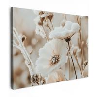 LEINWANDBILD Blumen - Winter - Weiß - Schnee - Beige Wandbild 40x30 cm - Creme, Textil (40/30cm) - MuchoWow