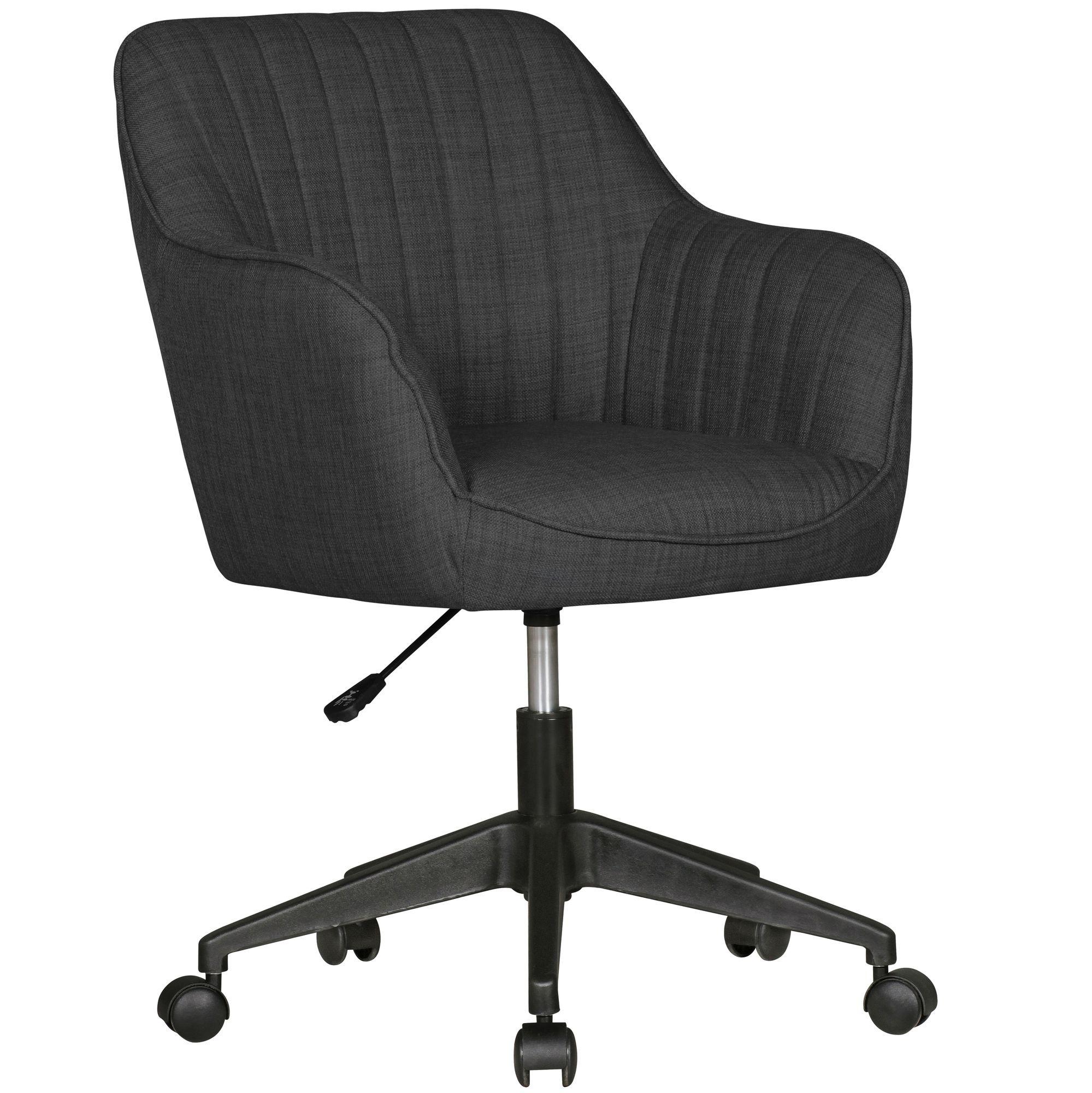SCHREIBTISCHSTUHL Anthrazit Stoff drehbar mit Lehne und Rollen bis 120 kg MIAMI - Anthrazit/Schwarz, Textil (65/90/65cm) - KADIMA DESIGN