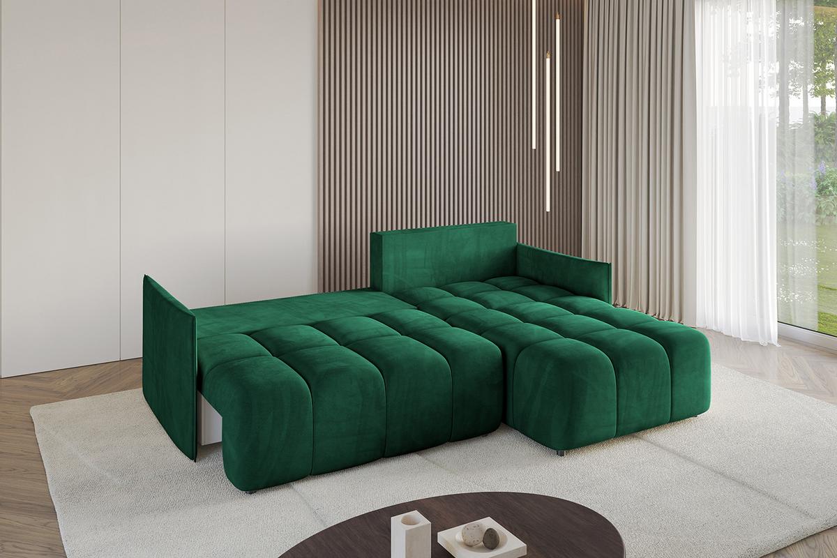 ECKSOFA Ottomane rechts LONLI-L 251x189x68 Dunkelgrün Velours - Dunkelgrün, Holzwerkstoff/Kunststoff (189/251cm) - ALTDECOR
