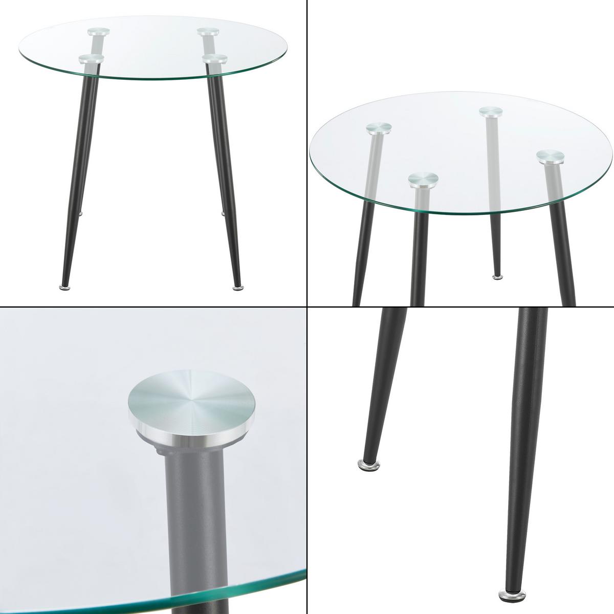 ESSTISCH Humppila - Transparent/Schwarz, Glas/Metall (87/87/75cm) - [en.casa]