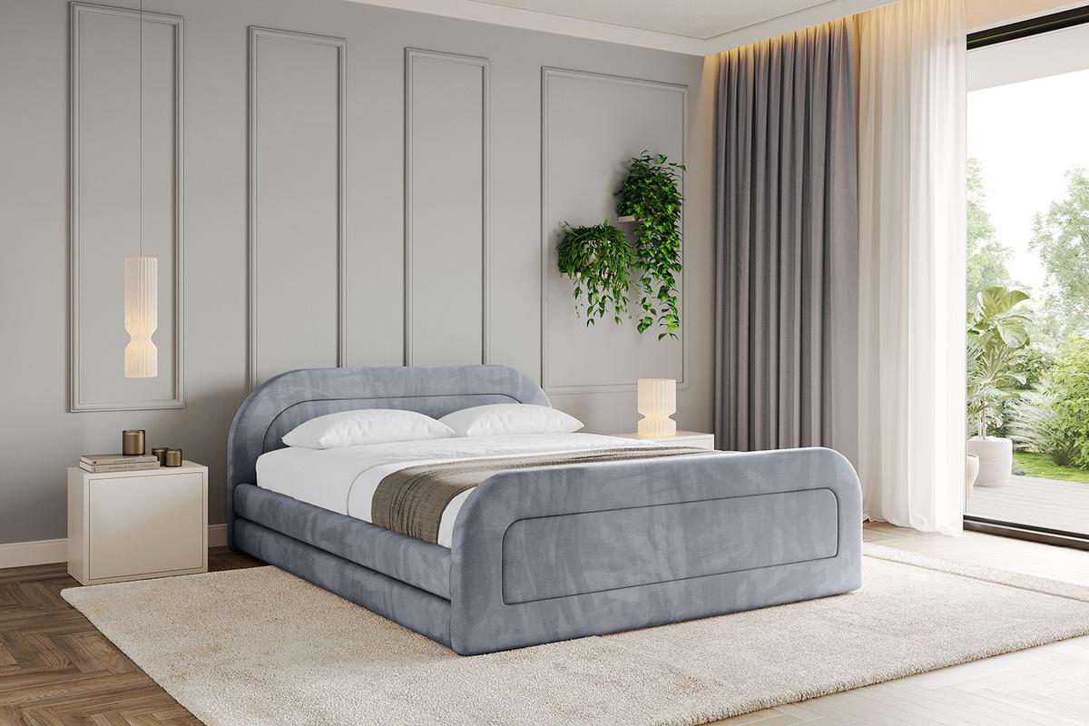 POLSTERBETT mit Bettkasten, Fußteil und Lattenrost, Boxbett ohne Matratze - LERIS-v1-Z 180x200 Grau - Grau, Holzwerkstoff/Textil (180/200cm) - ALTDECOR