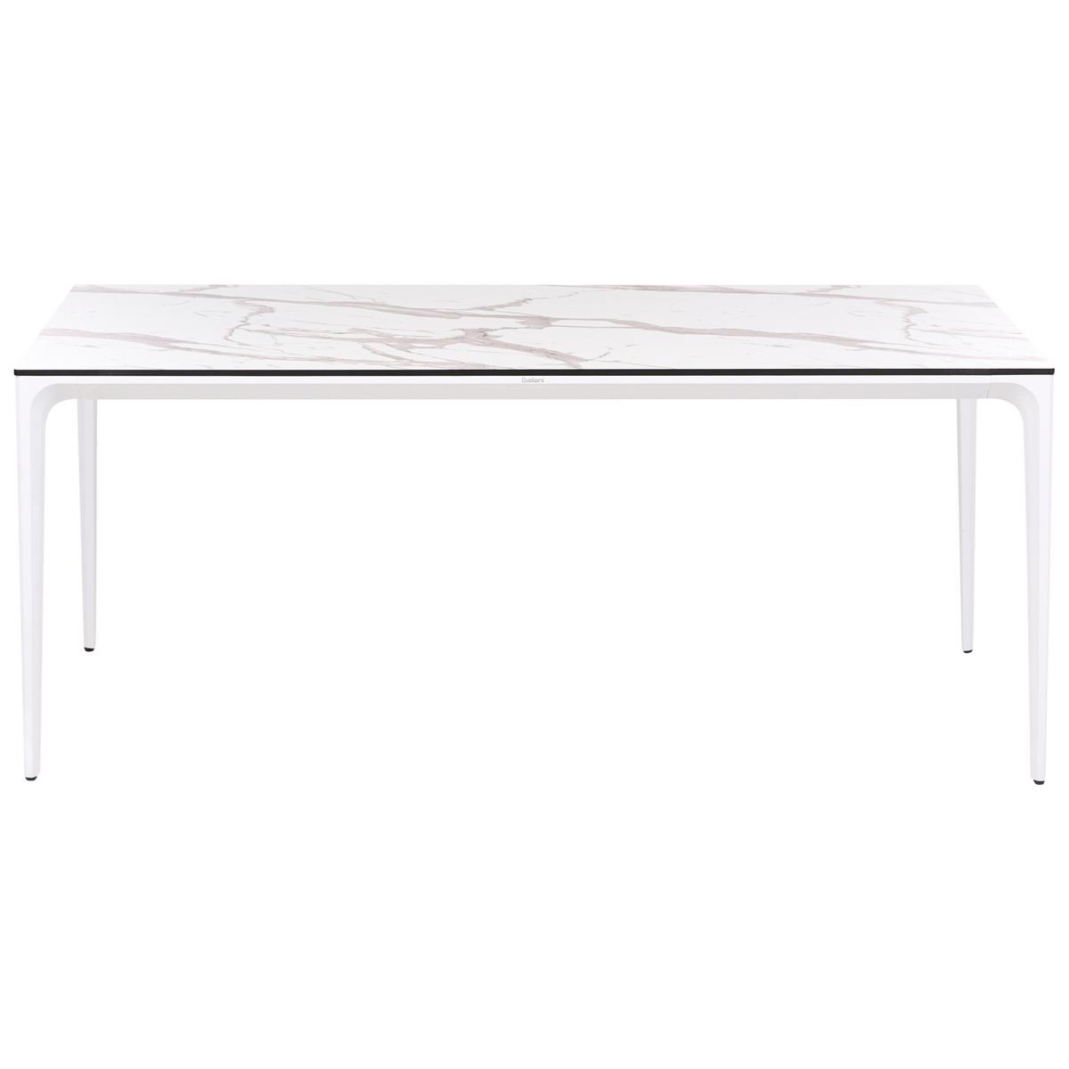 GARTENTISCH 180/90 cm Marmor Optik Weißer Marmor Sovareto - Weiß, Kunststoff (180/90/75cm) - Beliani