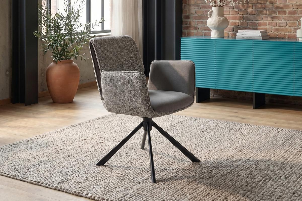 ESSZIMMERSTUHL EDENIA Grau Webstoff Drehbar (360°) (1er-Set) - Grau, Kunststoff/Textil (60/86/65cm) - KAWOLA