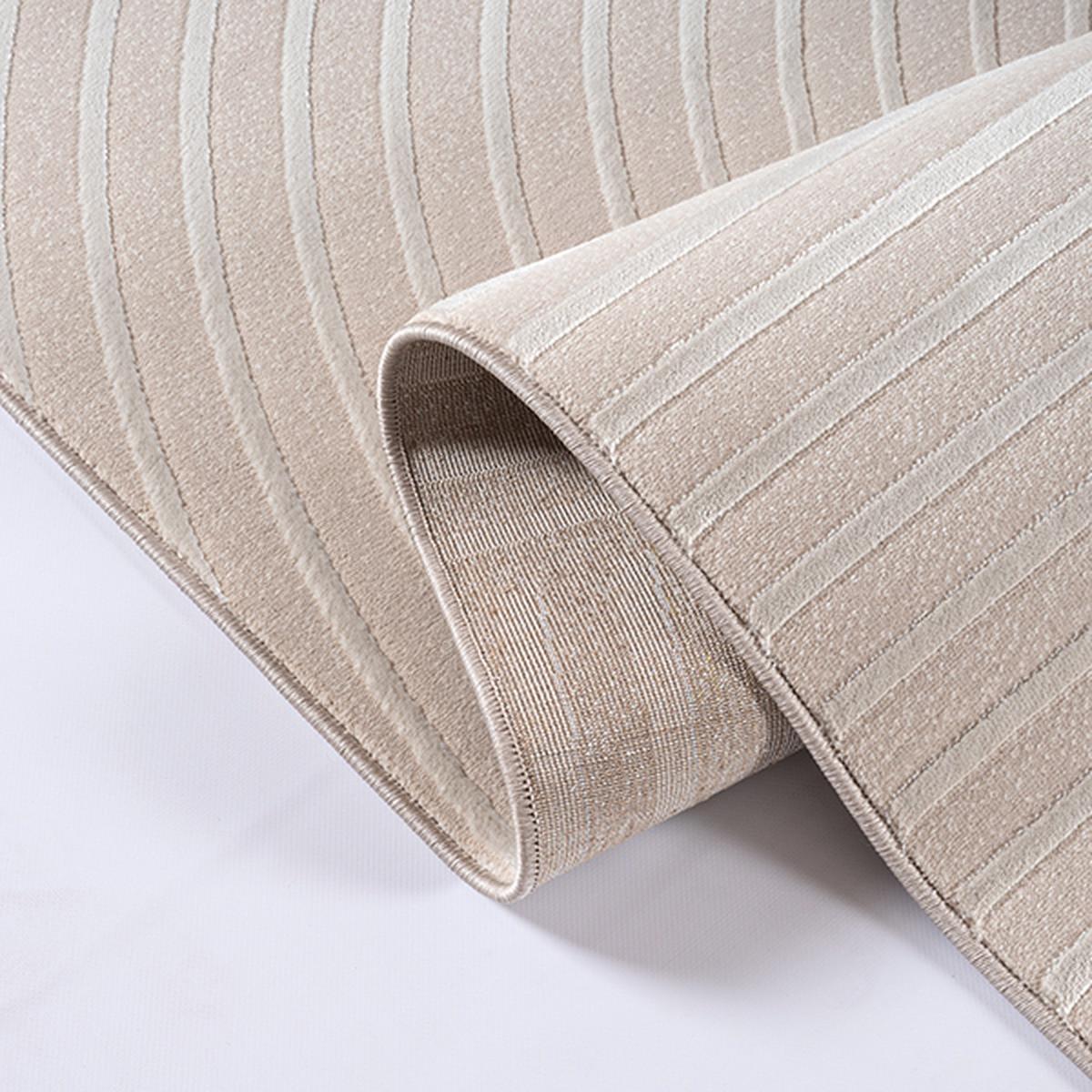 KURZFLORTEPPICH Geometrisch ERESMA Polyester Beige 140 x 200 cm - Beige, Textil (140/200cm) - KADIMA DESIGN
