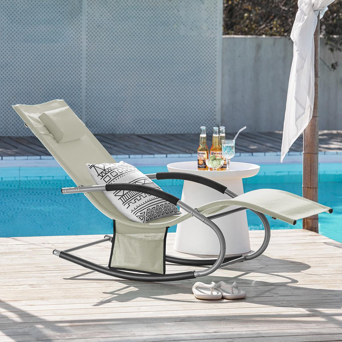 SONNENLIEGE 2 Personen, Gartenliege bis 150kg, Beige - Beige, Metall (63/87/150cm) - SoBuy
