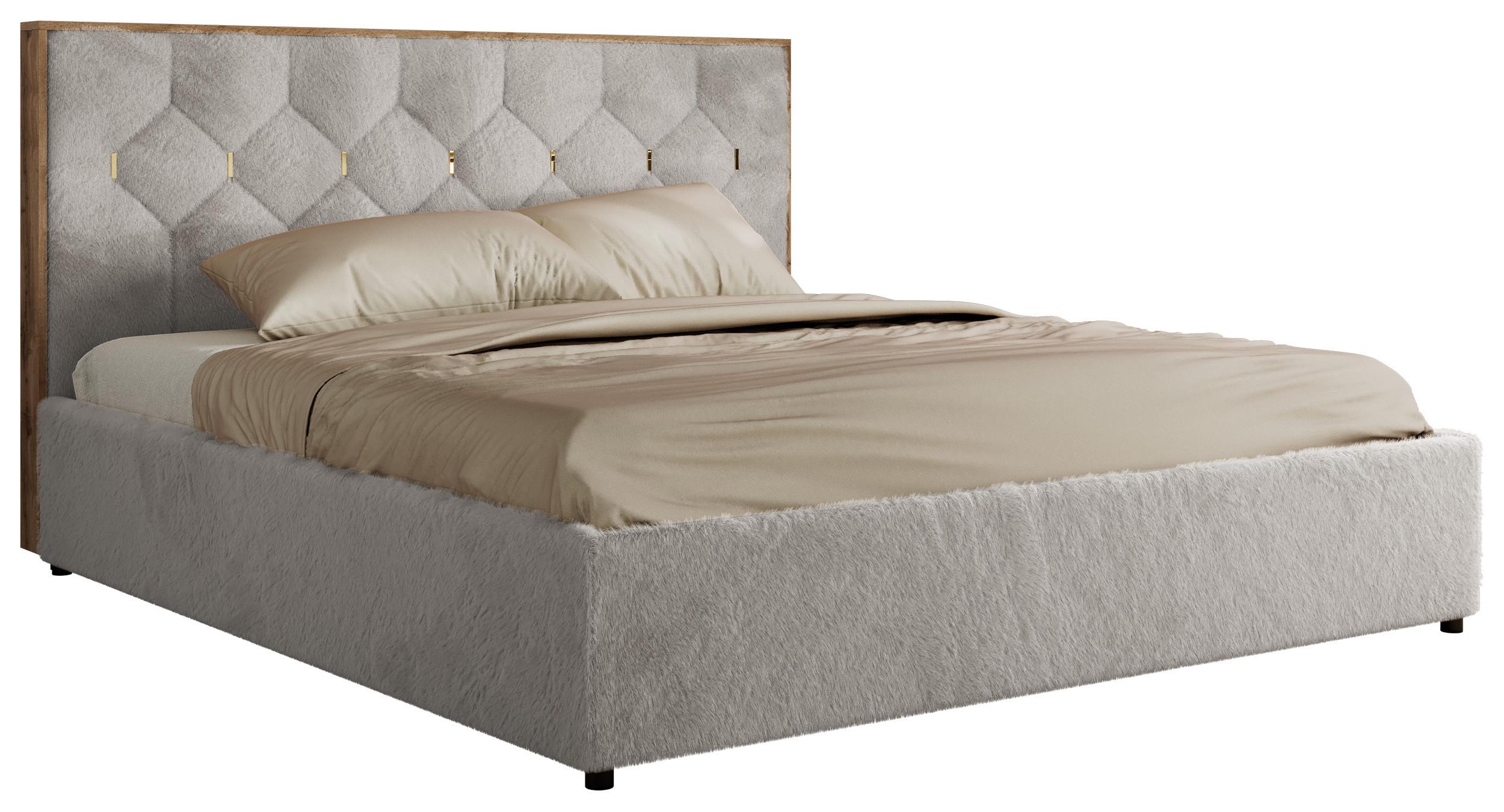 POLSTERBETT LARINO CLASSIC 200/200 - Hellgrau Plüsch - Schaum-Matratze - Hellgrau, Textil (200/200cm) - MKS