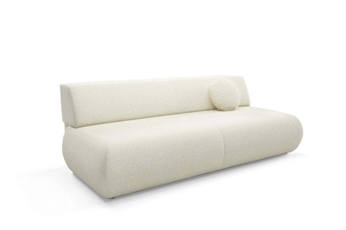 BETTSOFA DELTA Ecru Geflochtener Stoff mit Schlaffunktion - Ecru, Holz (214/74/100cm) - MASSENO