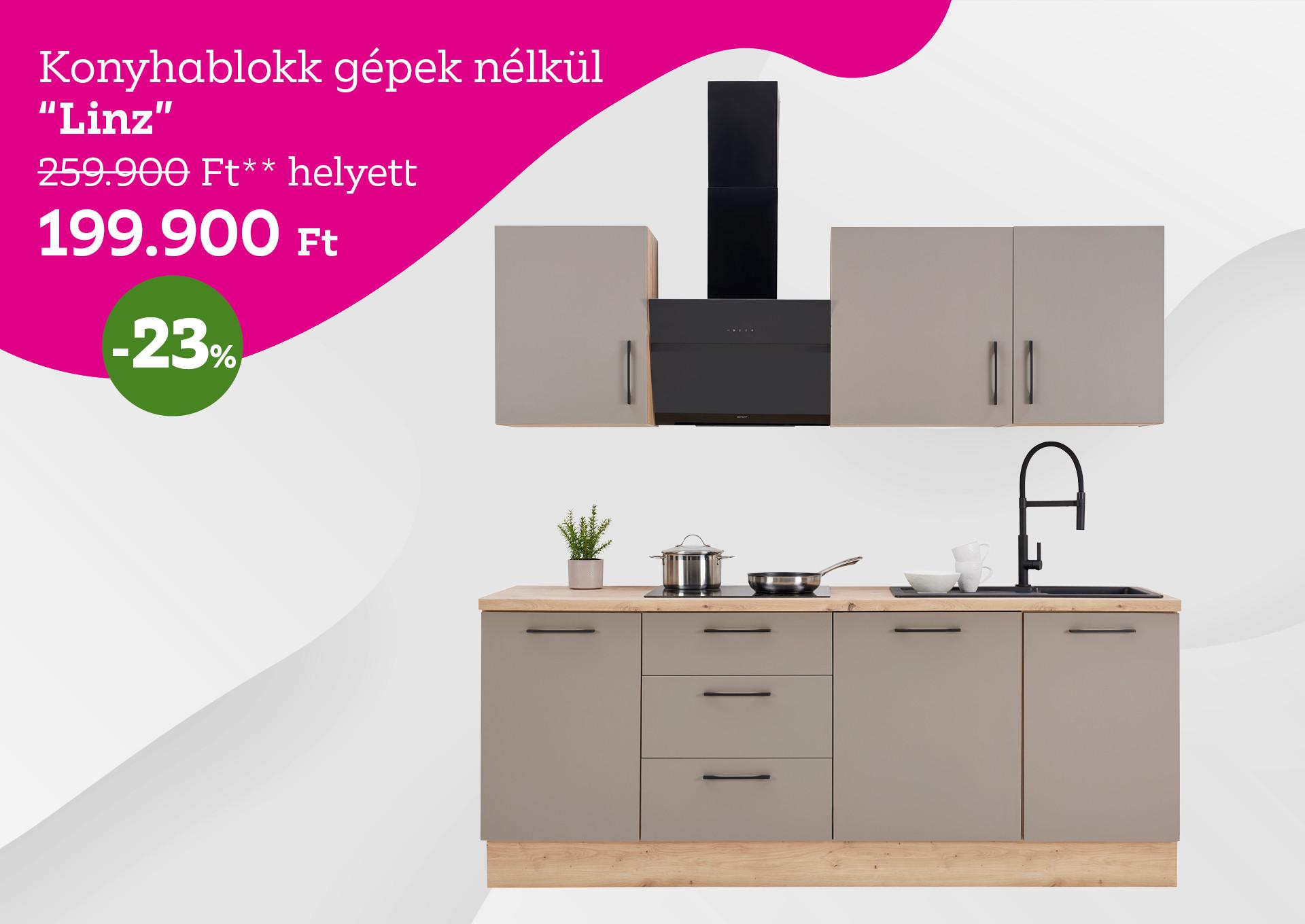 Konyhablokk Linz 259900 Forint helyett 199900 Forint, kedvezmény mértéke 23%