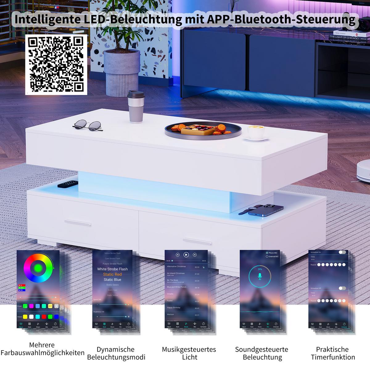 COUCHTISCH Weiß 100/50/44 cm - Grau, Holzwerkstoff (100/50/44cm) - Urban Meuble