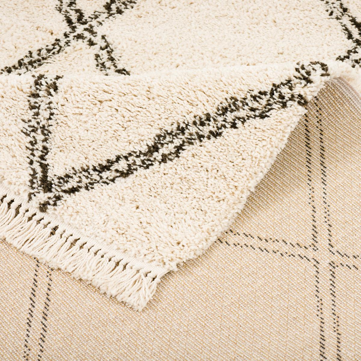 HOCHFLOR LANGFLOR SHAGGY TEPPICH BOHO RAUTEN - Creme, Textil (80/150cm) - Pergamon