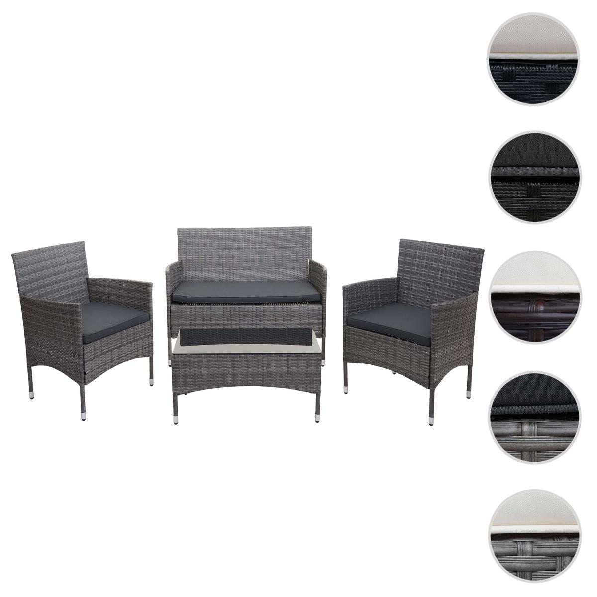POLY-RATTAN GARNITUR Grau, Anthrazit - Anthrazit/Grau, Kunststoff - MCW