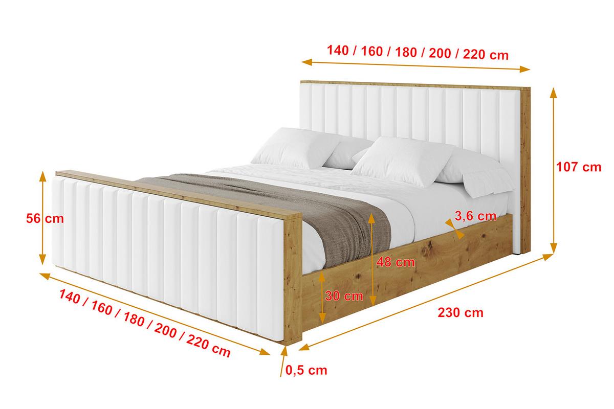 POLSTERBETT mit Bettkasten, Fußteil und Lattenrost, Boxbett mit Matratze H3/H4 - ENZO4-Z 180x200 Weiß Kunstleder - Weiß Hochglanz, Holzwerkstoff/Textil (180/200cm) - ALTDECOR