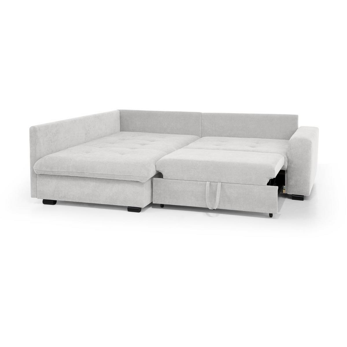 ECKSCHLAFSOFA Ramo mit Bettkasten, Topper gratis, Beige, links - Beige/Schwarz, Textil (190/229cm) - Beautysofa