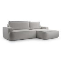 ECKSOFA SOLO Grau Boucle-Stoff mit Schlaffunktion - Grau, Holz (260/168cm) - MASSENO