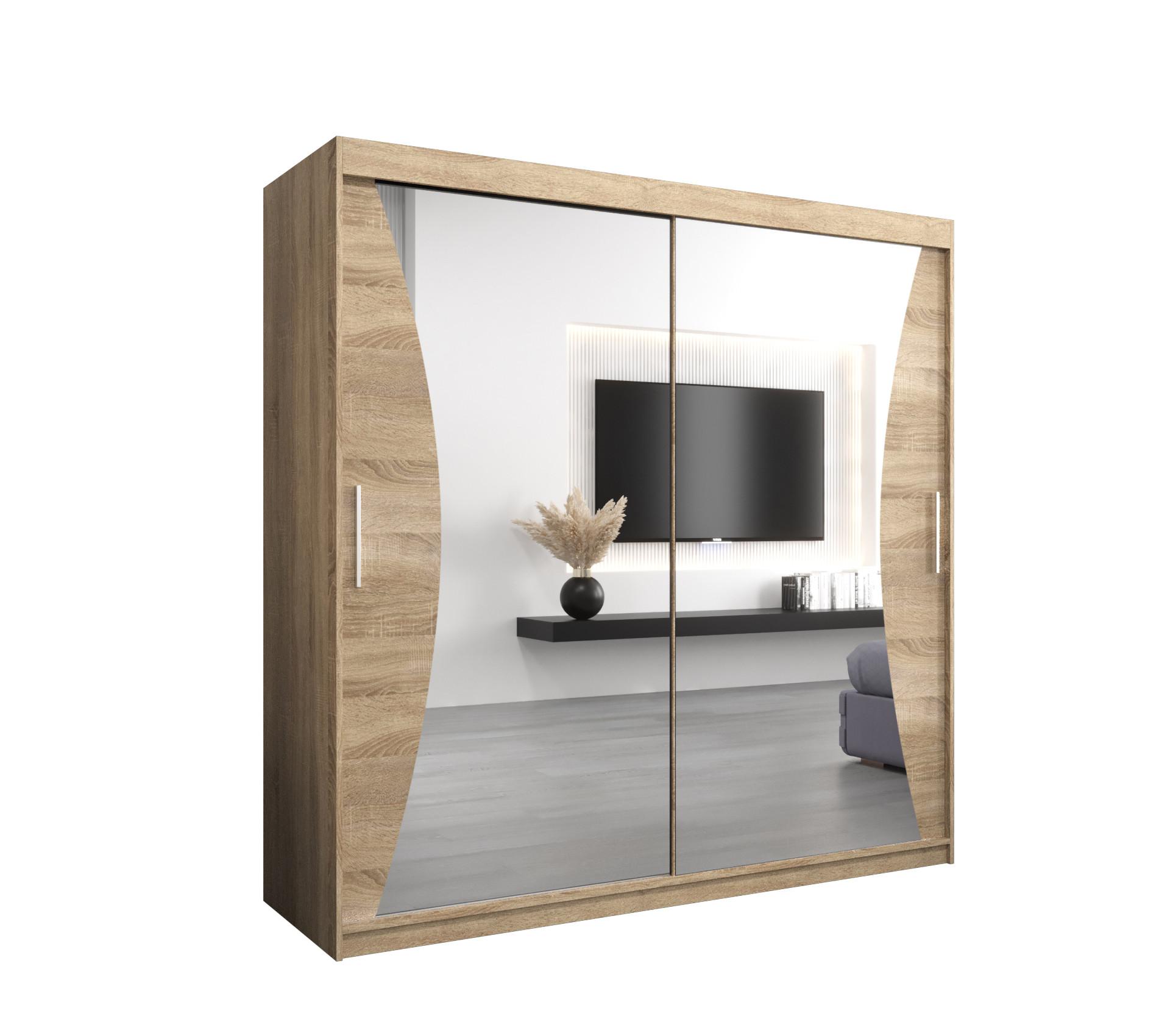 SCHWEBETÜRENSCHRANK 200/200/62 2-türig - Silberfarben/Sonoma Eiche, Holz/Kunststoff (200/200/62cm) - MÖBEL KRYSPOL