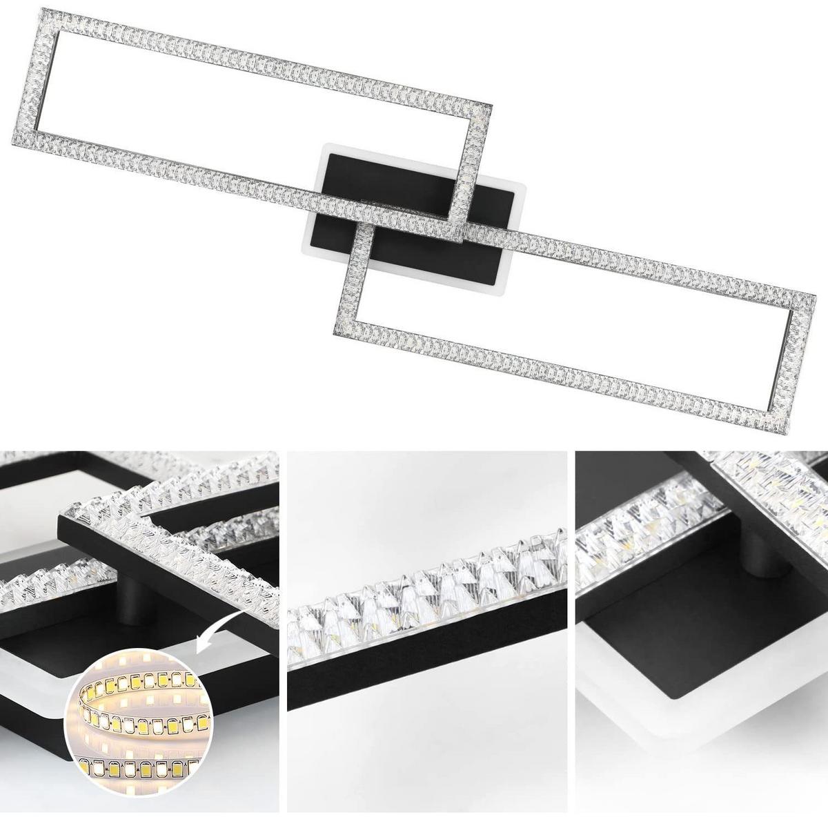 LED-DECKENLEUCHTE Kranzwacht 25.5/7.5/80.0 cm - Schwarz, Glas (80/25.5/7.5cm) - ZMH