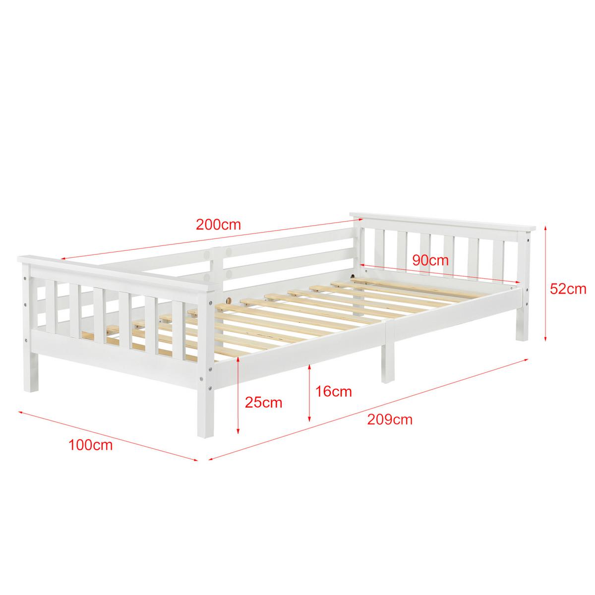 KINDERBETT Nuuk mit Matratze - Weiß, Holz/Textil (90/200cm) - [en.casa]