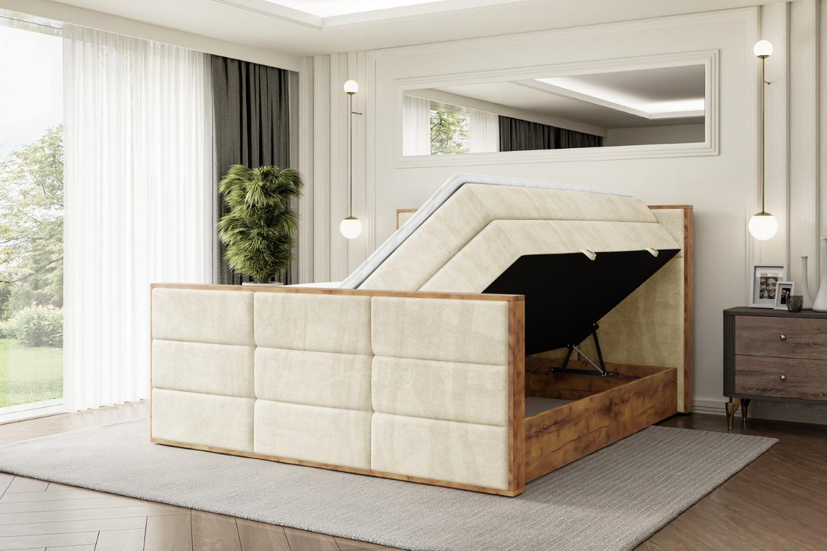 BOXSPRINGBETT mit Matratze H3|H4 und Lattenrost - LOLLI1-Z KING-120x200 - Beige Monolith - Beige, Holzwerkstoff (120/200cm) - ALTDECOR