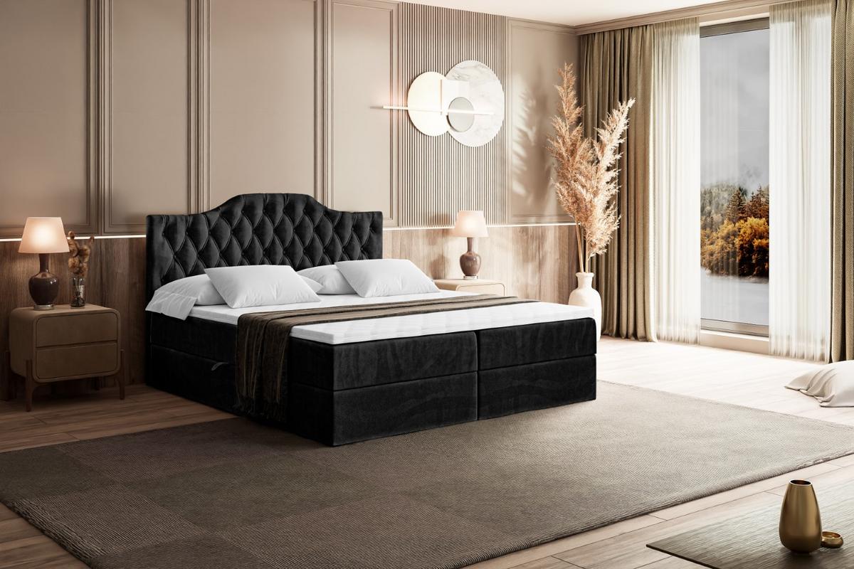 BOXBETT mit Matratze H3 und Lattenrost - VILA-1 - 180x200 cm Schwarz - Schwarz, Holzwerkstoff (180/200cm) - ALTDECOR