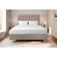 KOPFTEIL gepolstert - Gesteppt – taupefarbener Samtstoff - 135 cm - Taupe/Beige, Karton/Holz (135/120/10cm) - Sommeil de Plomb