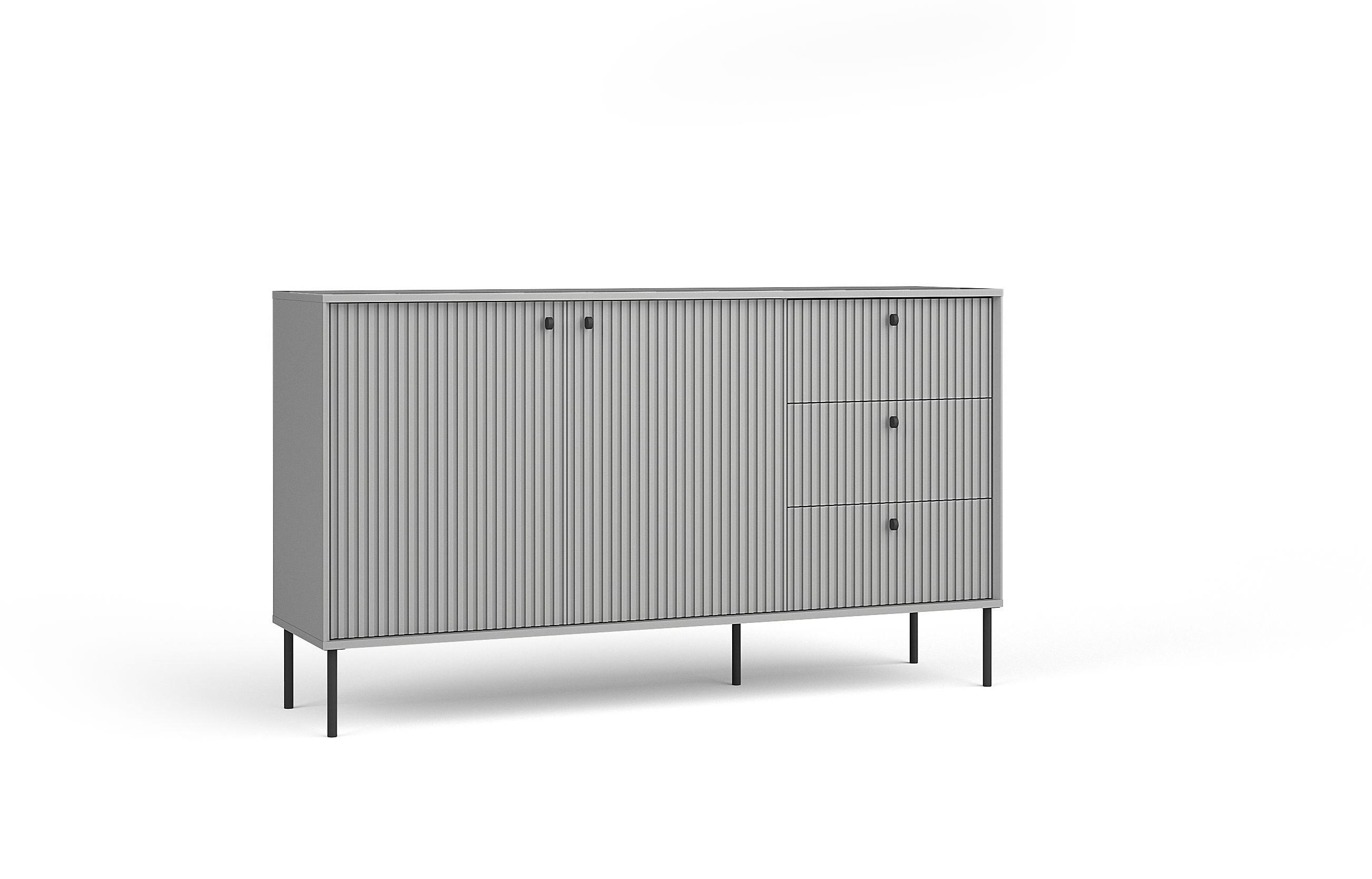 KOMMODE NIMB 156,2/89,2/40,5cm mit 3 Schubladen 2 Türen Grau - Grau, Holzwerkstoff (156.2/89.2/40.5cm) - MASSENO