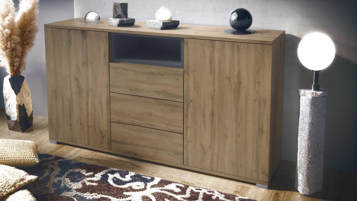 SIDEBOARD Skadu Anthrazit matt - Anthrazit, Holzwerkstoff (138.5/75.5/35cm) - Vladon