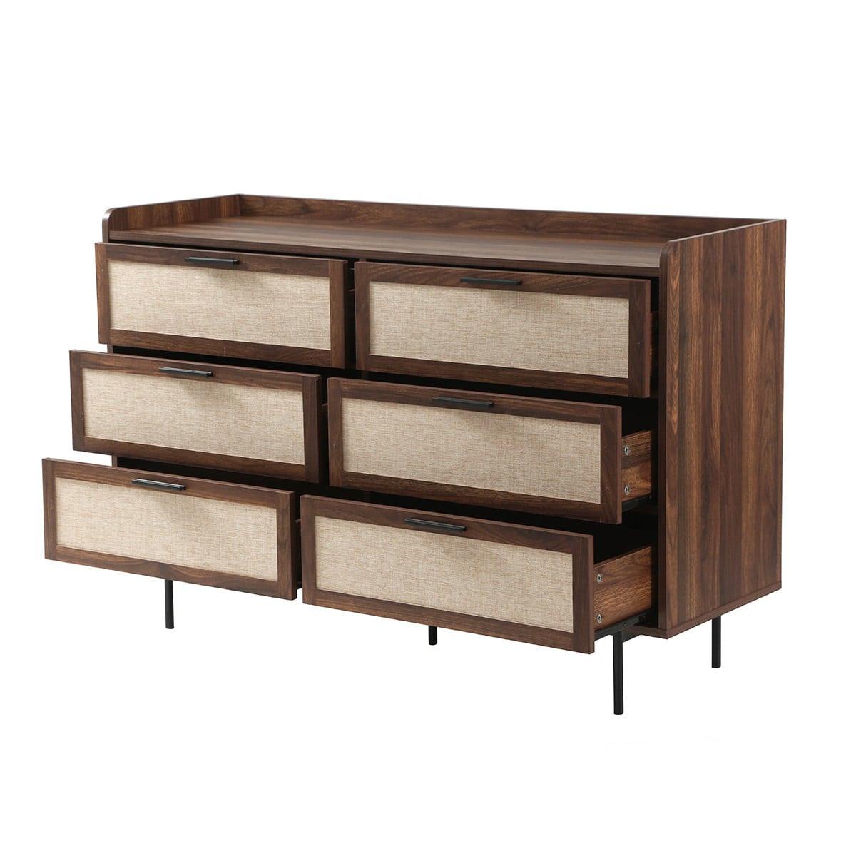 KOMMODE Nussbaumdekor, 6 Schubladen 120/79/39,5 cm - Nussbaumfarben, Holzwerkstoff (39.5/79/47.5cm) - Calicosy