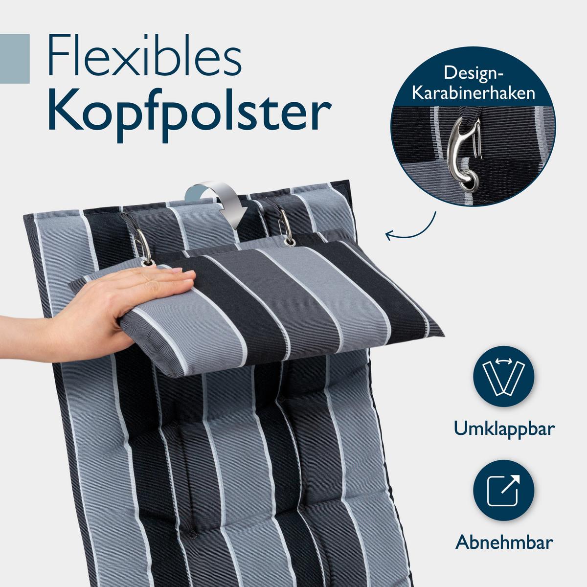 HOCHLEHNER Sun-HL 119x50x8cm Anthrazit-Gestreift (2tlg) - Dunkelgrau, Textil (50/120cm) - Beautissu 