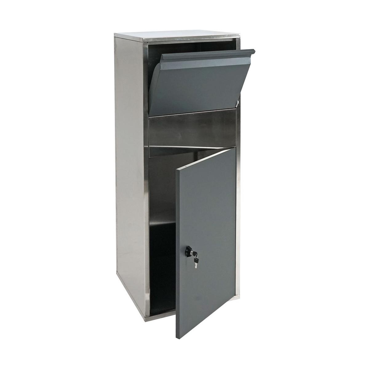 PAKETKASTEN GRÖßE XL rechteckig Silber, Anthrazit - Anthrazit/Silberfarben, Metall (46/140/45cm) - MCW