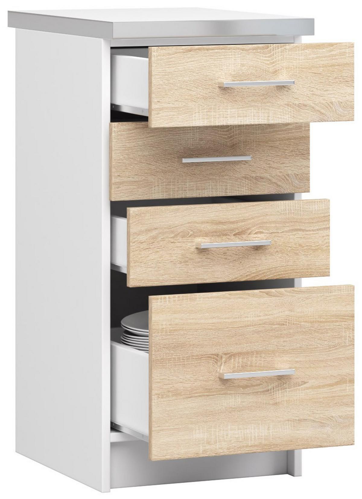 UNTERSCHRANK Weiß, Eiche Sonoma 82/40/44,5 - Weiß/Eiche Artisan, Holzwerkstoff (40/82/44.5cm) - RAUMHIRSCH FURNITURE
