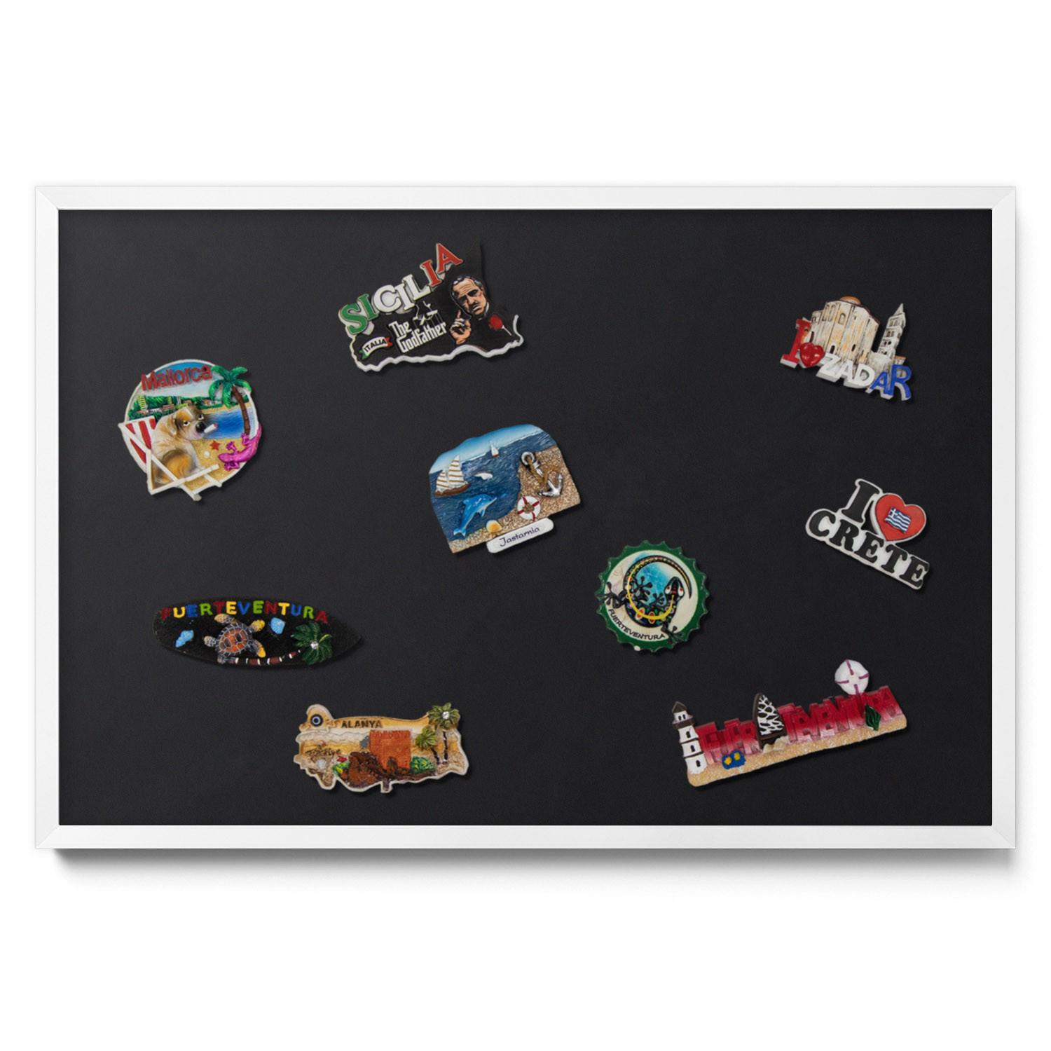 MAGNETTAFEL 60x40 cm Weißer Rahmen Farbe Schwarz - Brombeere, Metall (60/50/0.4cm) - TULUP