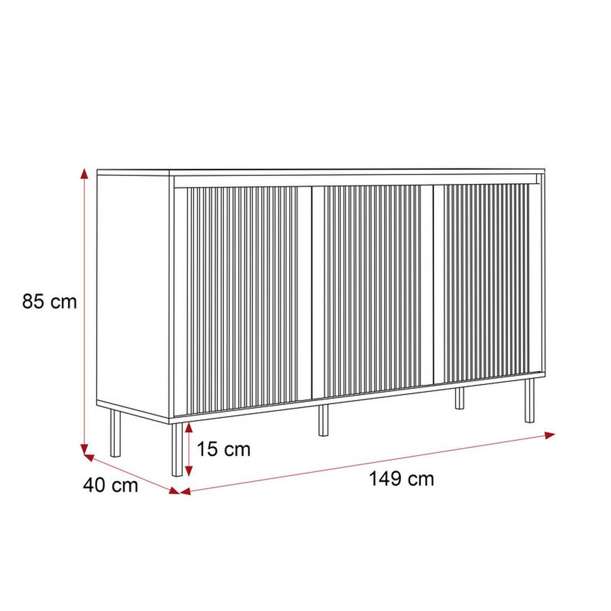 KOMMODE LIRA 149 cm, 3 Schublade(n) Sandbeige - Beige/Schwarz, Holzwerkstoff/Metall (149/100/40cm) - Idohome
