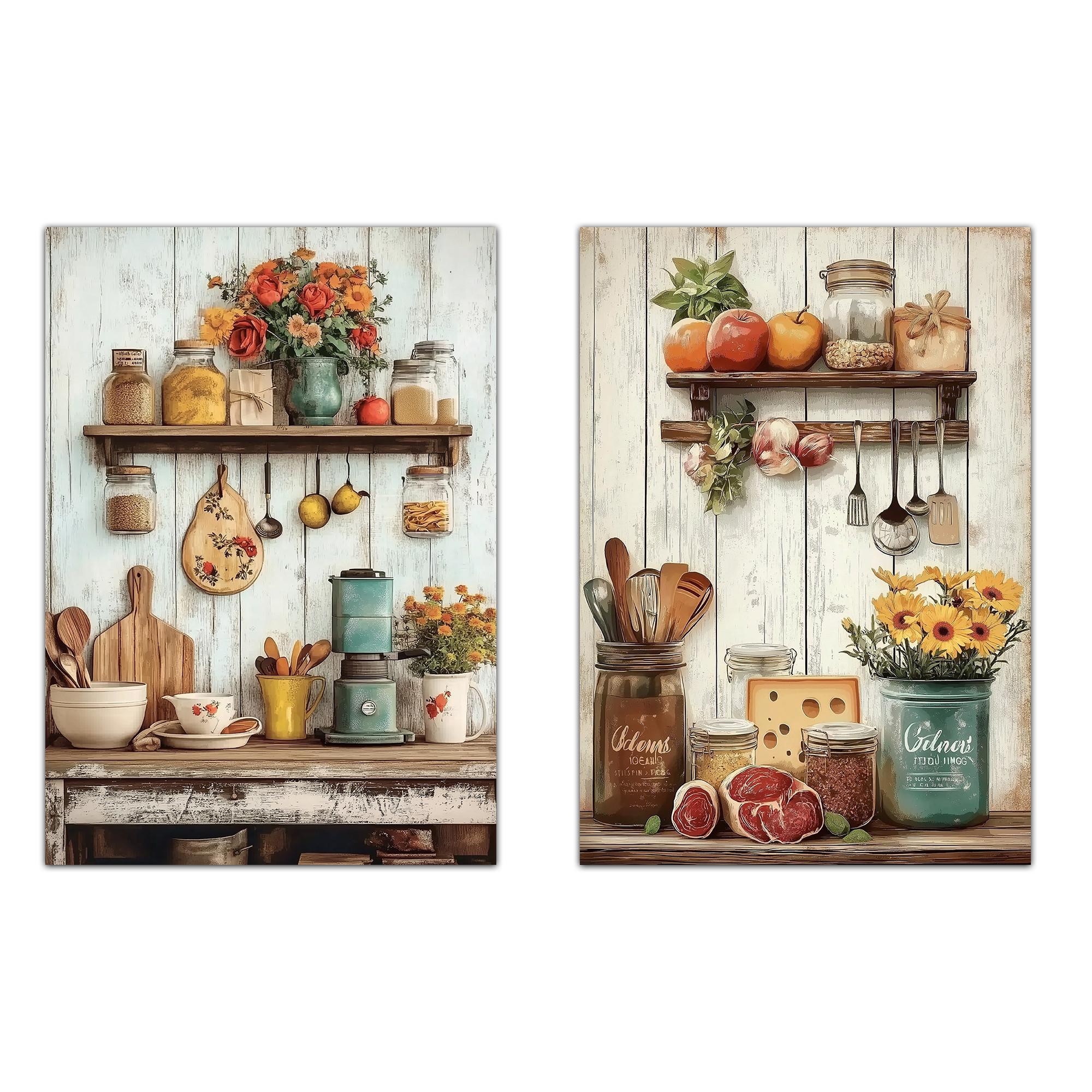 POSTER Set Mit 2 Rustikale Küche A4 Rahmenlos - Klar, Papier (29.7/5/21cm) - Nacnic