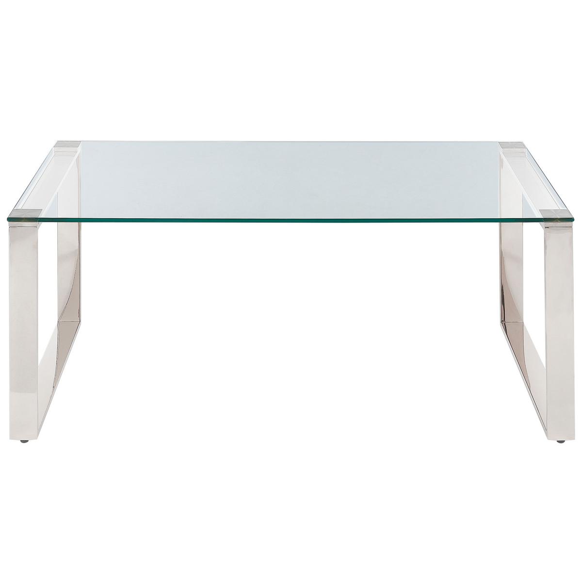 COUCHTISCH mit Glasplatte Silber Tilon - Transparent/Silberfarben, Glas (50/100/40cm) - Beliani