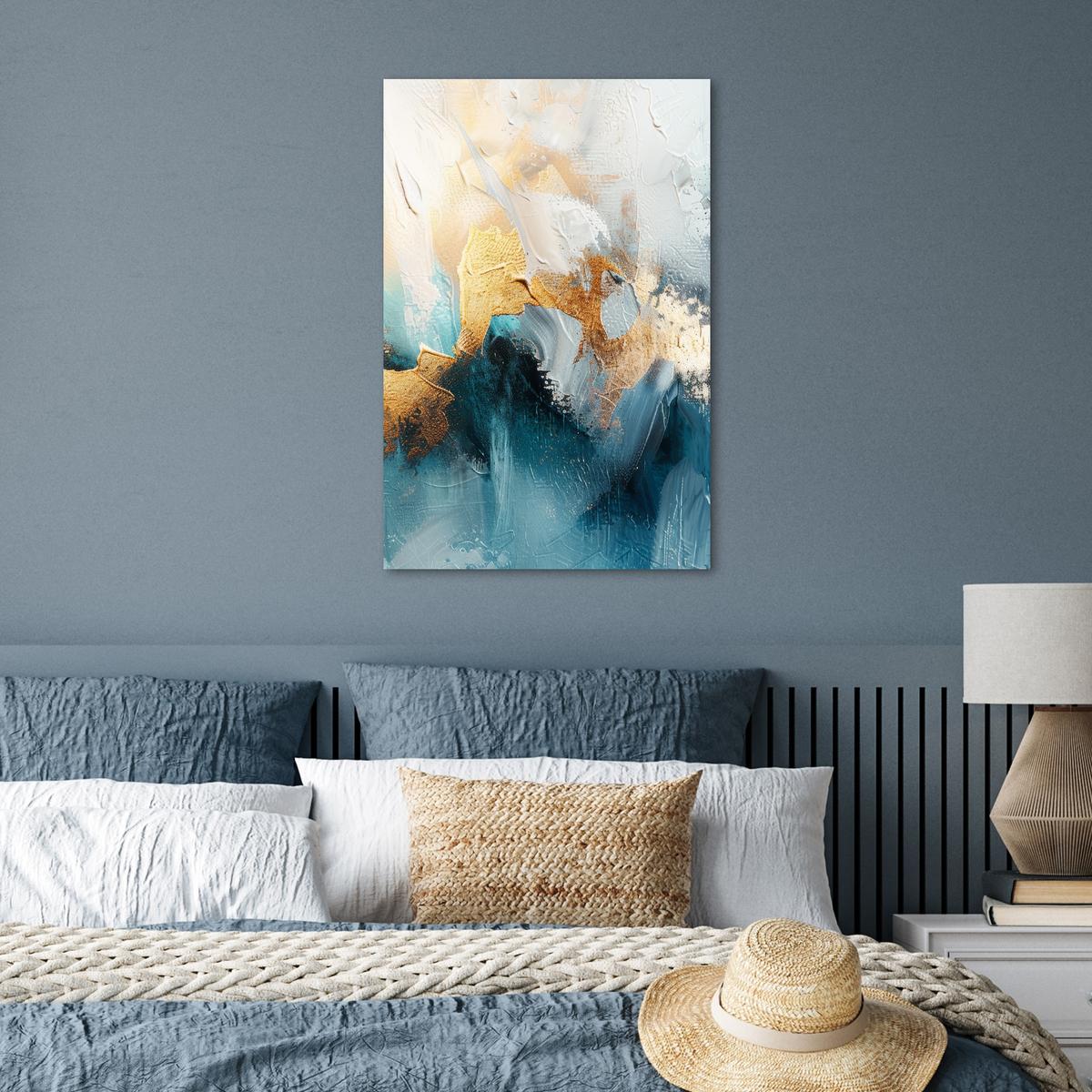 POSTER Abstrakt - Kunst - Gold - Blau Wanddeko 40x60 cm - Petrol, Papier (40/60/0.1cm) - MuchoWow