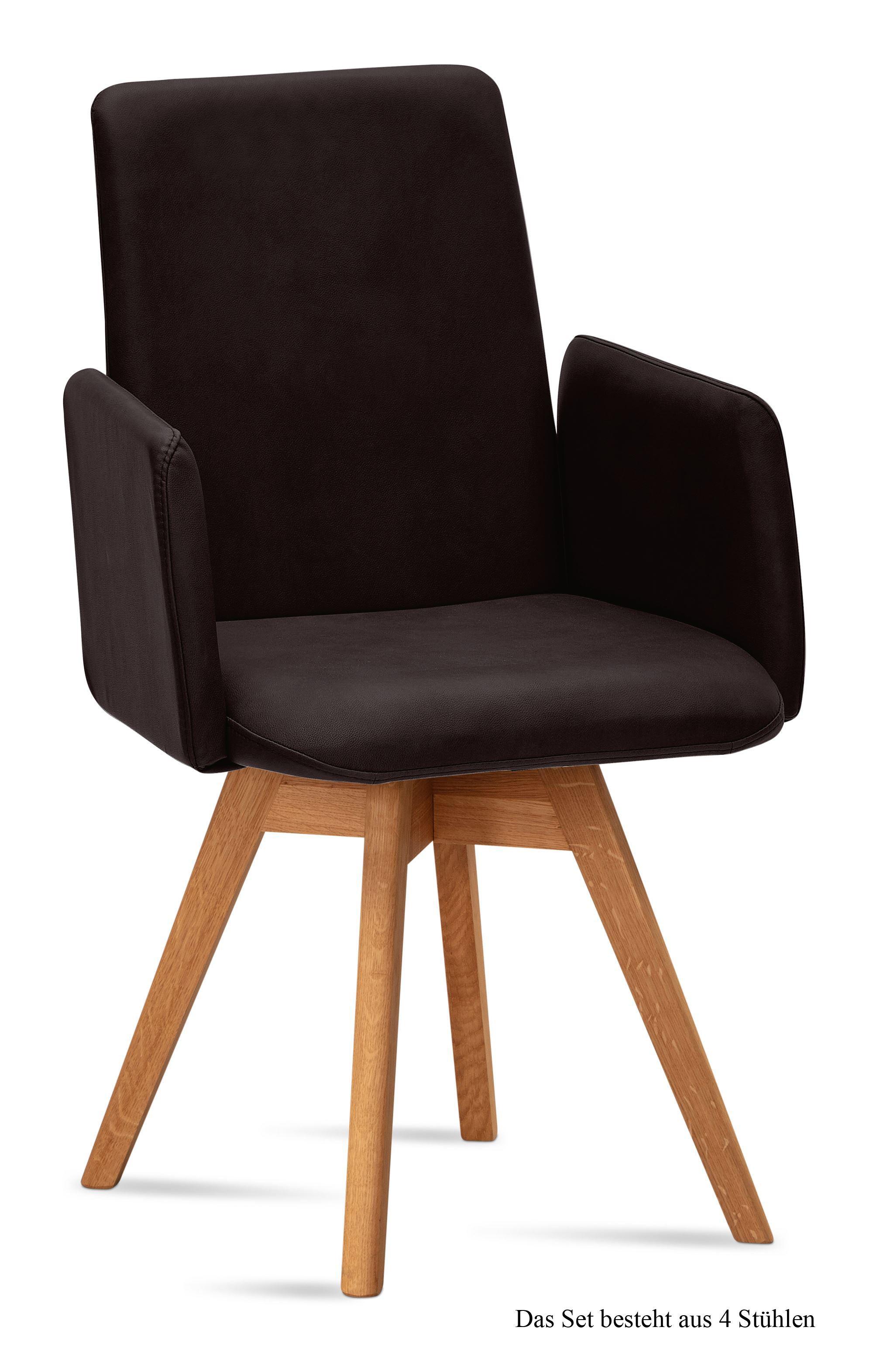 ARMLEHNSTUHL drehbar (4er-Set) Donny 52x92x60 Eiche geölt/Espresso - Eichefarben/Dunkelbraun, Kunststoff (60/92/52cm) - 58aufmkessel
