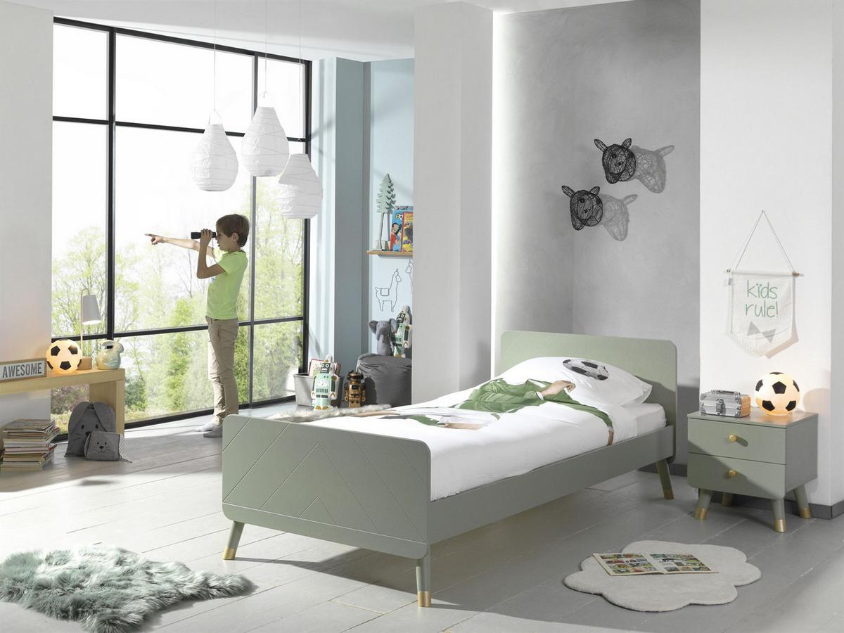 EINZELBETT Kamillah 204x74x95 aus MDF in Olive Grün - Grün, Holzwerkstoff (90/200cm) - 58aufmkessel