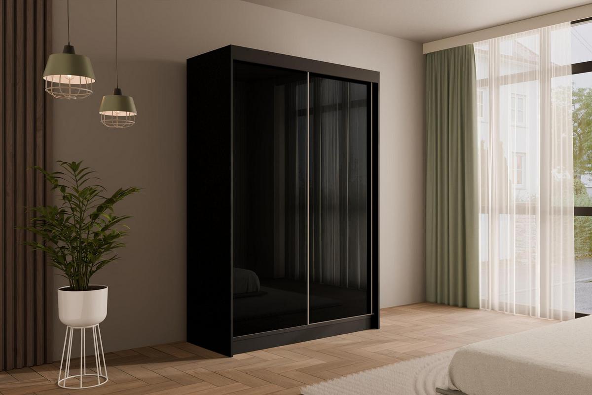 KLEIDERSCHRANK PEKA - 120 cm - Schwarz - Schwarz, Holzwerkstoff (120/215/61cm) - ALTDECOR