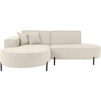 ECKSOFA Hana Loft 3-Sitzer Ecke Links, Boucle, Creme 241/80/168 cm - Schwarz/Weiß, Textil/Metall (241/168cm) - WFL GROUP