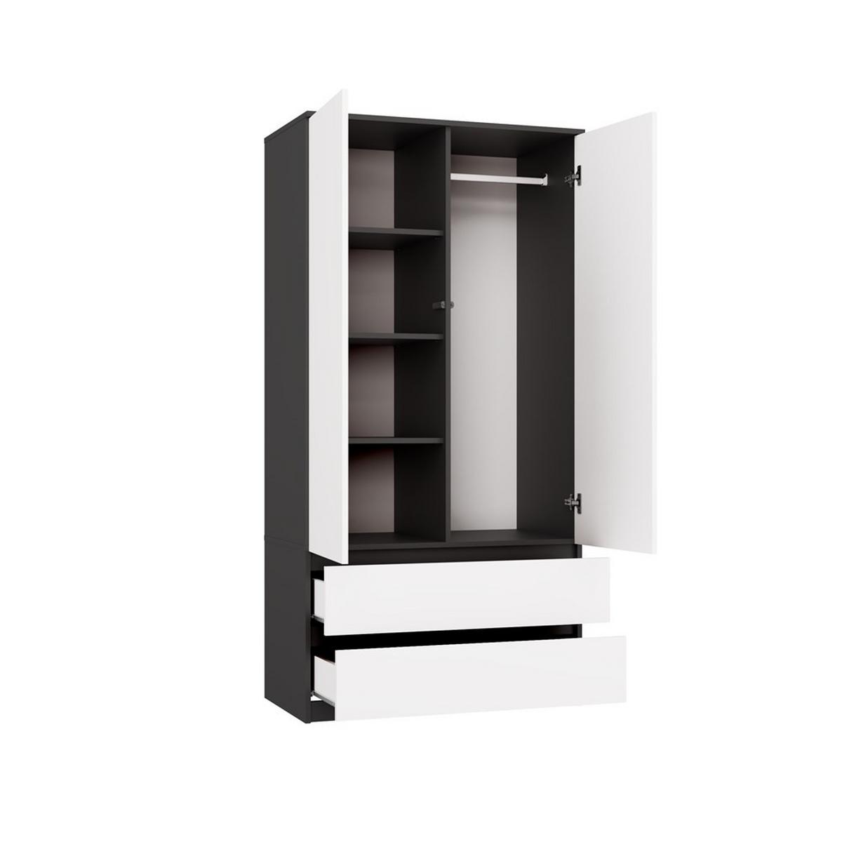 KLEIDERSCHRANK Anthrazit, Weiß 90/180/50 - Anthrazit/Weiß, Holzwerkstoff (90/180/50cm) - RAUMHIRSCH FURNITURE