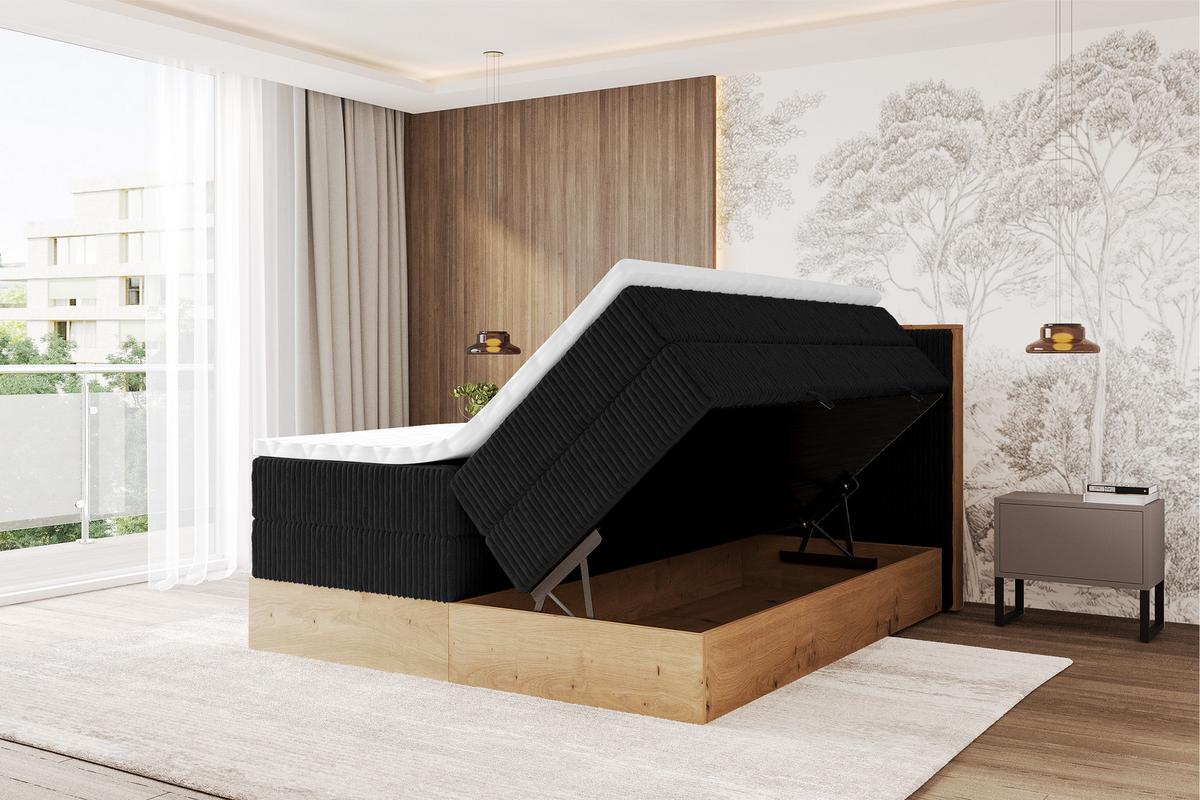 BOXSPRINGBETT LOLLI9 -KING 140x200 - H3/H4 Schwarz - Schwarz, Holzwerkstoff (140/200cm) - ALTDECOR
