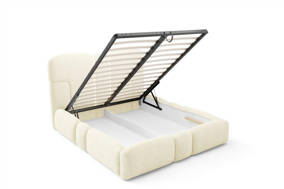 POLSTERBETT Jordan Komplettset - Creme, Holzwerkstoff/Textil (160/200cm) - Fun Möbel