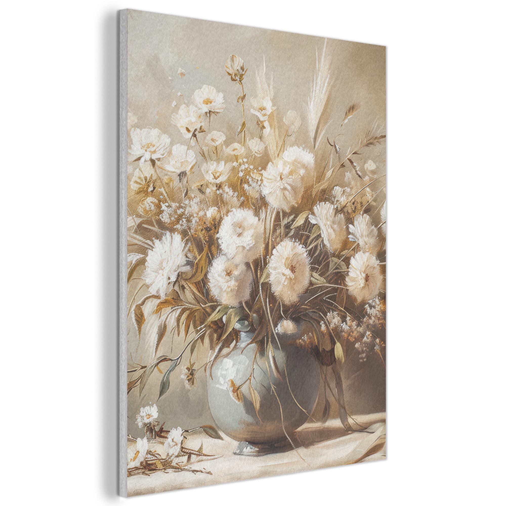 AKUSTIKBILD Blumen - Vase - Stilleben - Beige Wandbilder 60x80 cm - Creme, Kunststoff (60/80/0.9cm) - MuchoWow