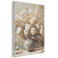 AKUSTIKBILD Blumen - Vase - Stilleben - Beige Kunstdruck Schlafzimmer 50x70 cm - Creme, Kunststoff (50/70/0.9cm) - MuchoWow