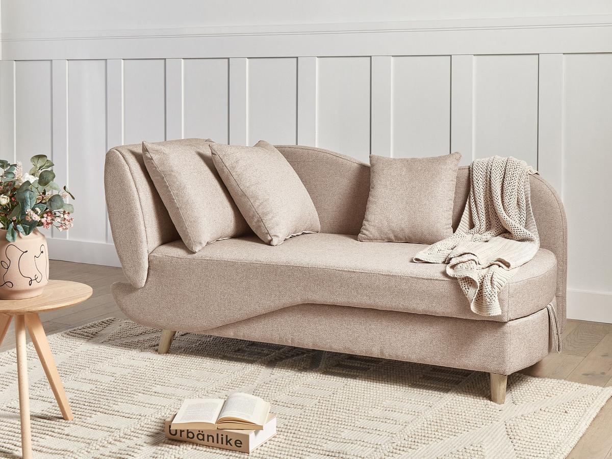 CHAISELONGUE-LINKSSEITIGE Braun Meri - Hellbraun, Textil (155/76/69cm) - Beliani