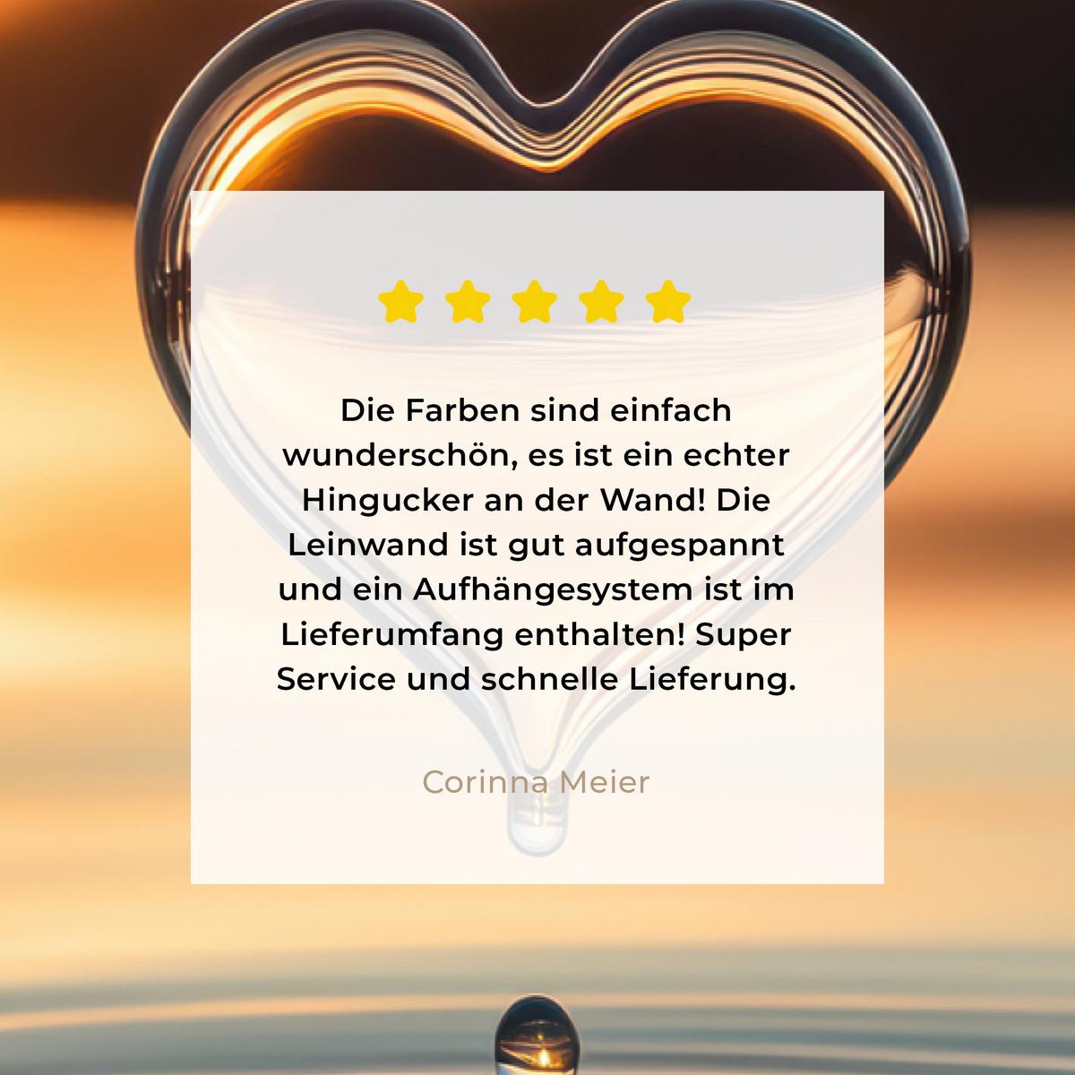 LEINWANDBILD Herz - Wasser - Sonnenuntergang - Natur - Zen Gemälde 60x40 cm - Bernsteinfarben, Textil (60/40cm) - MuchoWow