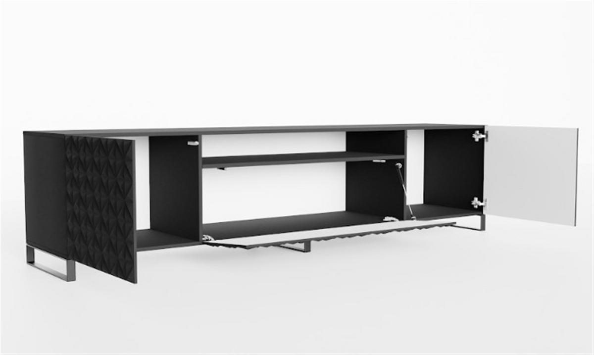 LOWBOARD ROVA 200/41/40 cm, Stand-TV-Schrank Schwarz - Schwarz, Holzwerkstoff (200/41/40cm) - MASSENO