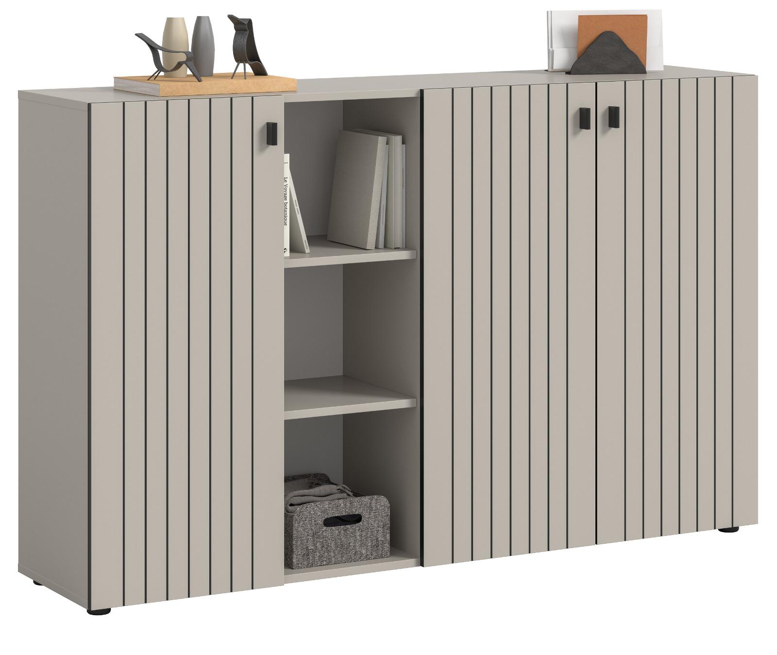 FLURKOMMODE Kaschmir 150 x 96 cm, Schuhschrank mit 9 Fächern - Kaschmir/Schwarz, Holzwerkstoff/Kunststoff (150/96/37cm) - Inn.Furn